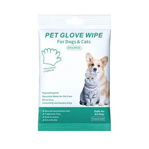 Rinse Free Shampoo Mittens for Dogs, Bath Wipes for Bathing and Washing Pets, Hypoallergenic No Rinse Wash Mitt for Grooming, Lather Wipe Dry - 5 Pack