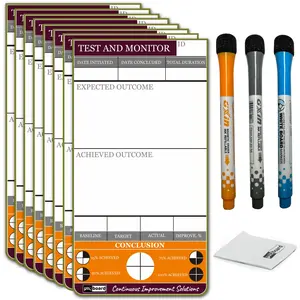 Kaizen Test and Monitor Magnetic Card – Lean Six Sigma KPI Tracking Tool for Continuous Improvement – Visual Progress Chart for Expected vs Actual Results – Reusable Whiteboard Accessory (8 Pack)