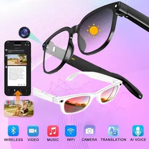 Smart AI Camera Glasses with 8MP Photochromic Lenses ,Button Touch Adjustment for Travel Outdoor Adventures Hands-Free Photography 160+Languages Real-Time Translation Bluetooth Wireless Wearable Video Recording UV Protection ,festival  gift, Smart Photoch