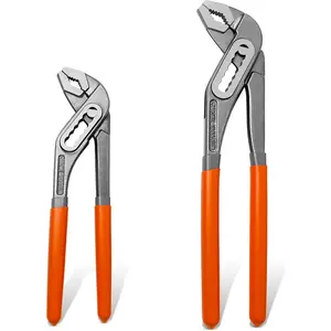 2-Piece Water Pump Pliers Set, 8" & 10" Quick-Adjust Groove Joint Pliers, Forged Carbon Steel with Bi-Material Grip for Plumbing, Auto, DIY & Home Repair
