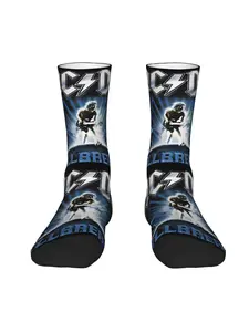 1 Pair Hip Hop Vintage Music And Rock Crazy Men's compression Socks Street Style Pattern Printed Seamless Printed Funny Novelty Happy Crew Sock Gift Merry Christmas
