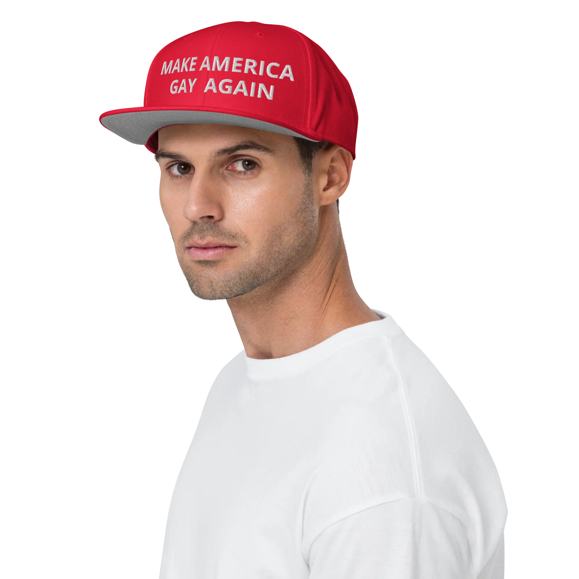 Donate to Gay Straight Alliance! Make America Gay Again Pride Flag Embroidered Snapback Hat