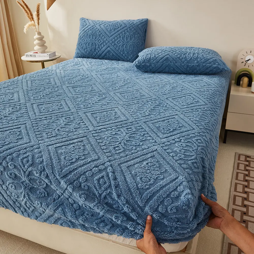 1pc Flannel Fitted Sheet - Soft, Warm, 12" Deep Pocket, Secure Mattress Coverage, Fall/Winter Use (No Pillowcases Included)