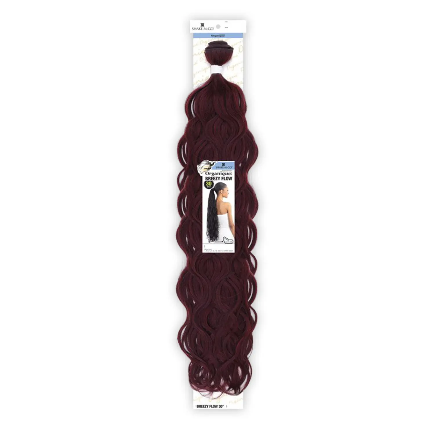 Shake-N-Go Organique Mastermix Breezy Flow Synthetic Weave Extensions, 30-in, Grade-A Fiber, Loose Wave, Bouncy Texture, Soft Luscious Synthetic Hair Pieces