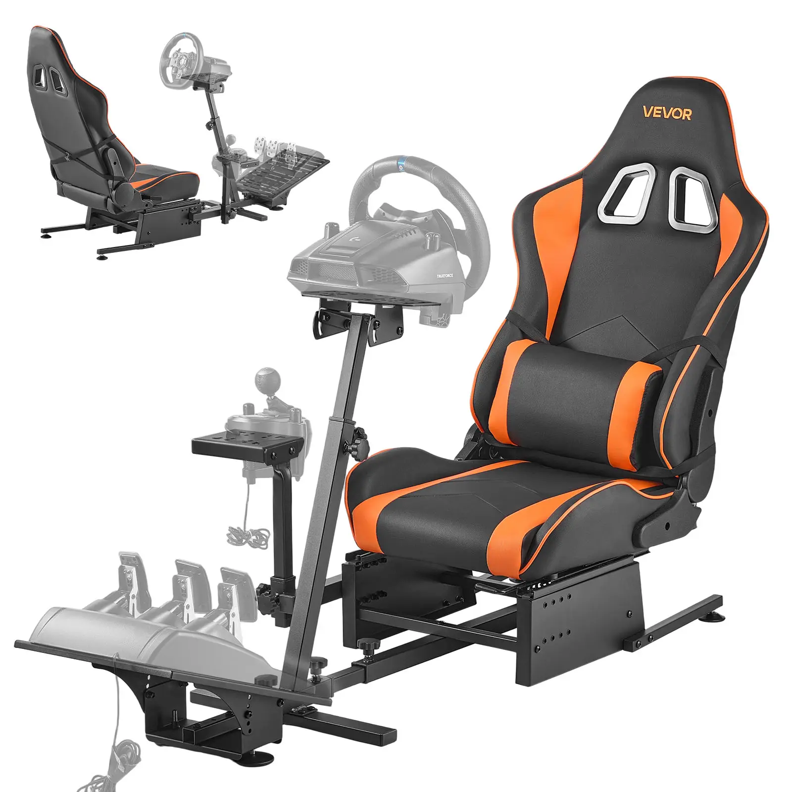 【Summerfinds】VEVOR Racing Wheel Stand, Heavy-Duty Simulator Cockpit Steering Wheel Stand, Fit Logitech G25, G27, G29, G920, G923, Thrustmaster T300RS, TX F458, T500RS, T3PA-PRO (F1/GT) and CSR Pedals