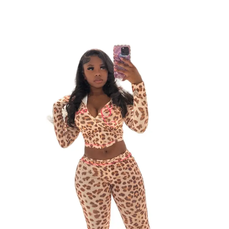 Women's Cheetah Print Sweat Suit - Comfortable and Cute Clothing - Womenswear