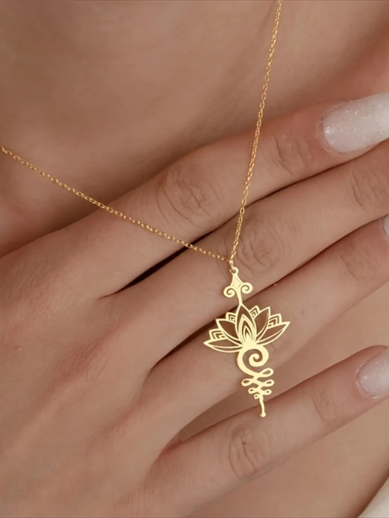 Women's for Lotus Alloy Necklace - Elegant Yoga Jewelry with Meditation Pendant, Spiritual Birthday Anniversary Gift for Women, Everyday & Formal Necklace for Mindfulness Practice, Formal Accessory, Sophisticated Accessory, Polished Finish, Charm Necklace