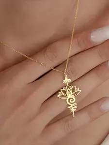 Women's for Lotus Necklace - Elegant Yoga Jewelry with Meditation Pendant, Spiritual Birthday Anniversary Gift for Women, Everyday & Formal Necklace for Mindfulness Practice, Formal Accessory, Sophisticated Accessory, Polished Finish, Charm Necklace