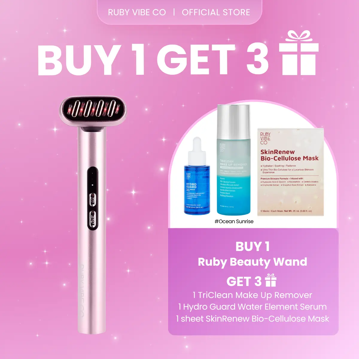 [RUBY VIBE CO] Ruby Beauty Wand Dual-Mode Skincare & Beauty Stick with LED Light Modes Warming and Vibration for Face Lifting and Dermaplaning Facelift Wrinkle Reducer