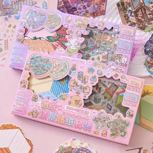 Fantasy Park Series Miniature Scene Sticker Set, 61 Sheets Box, Includes 40 Stickers + 20 Scene Cards + Small Tweezers, Sticker Packs sticker pack cute diy craft kit