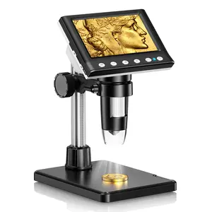 4.3-inch coin microscope, adult IPS digital microscope, 1000 times magnification coin magnifying glass with 8 LED lights, compatible with Windows for PCB maintenance, the best holiday gift.