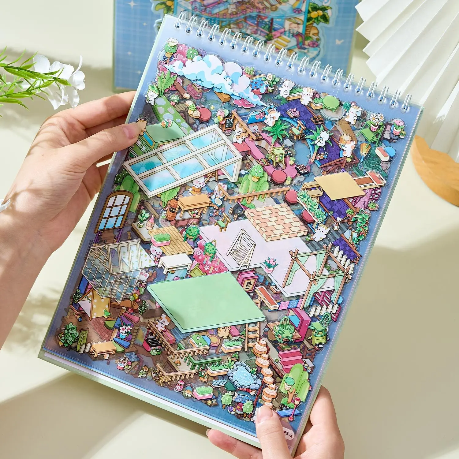 20 Large Cute Scene Stickers Book, 3D Stacked Mini House Stickers, DIY Sticker for Creative Scrapbooking, Scrapbooking Supplies, Scrapbook Materials, Perfect for Kids and Craft Projects, Art Stickers