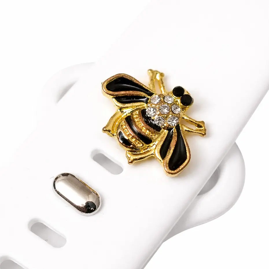 Gold Bee Watchband Jewelry Charm Snap-On for Apple Fitbit Galaxy Garmin Watch Bands Comfortable & Stylish Accessory
