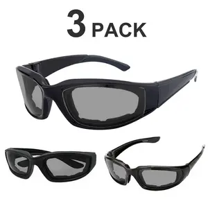 3 pairs Motorcycle Sports Biker Riding Glasses Wind Resistant Eye Protection Sports Goggles Cycling Glasses Sunglasses Grey Color(Logistics only For USPS.TK/TMEU only For self-pickup)