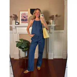 Jamya Denim Halter Top and Pants Set