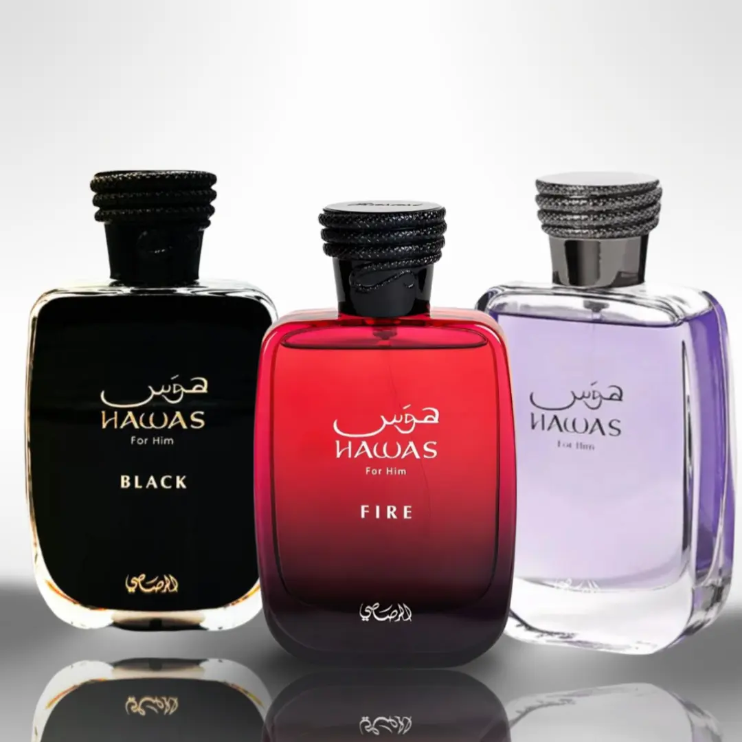 Lattafa Fragrance Gift Multi-Pack - Hawas, Hawas Fire, Hawas Black Bundle Unisex EDPs with Aromatic Woody, Citrus Musk Notes, Daily Use Option, Aromatic Woody Fragrance, Daily Use Fragrance