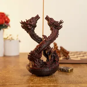 Hand Painted Double Dragon Incense Holder