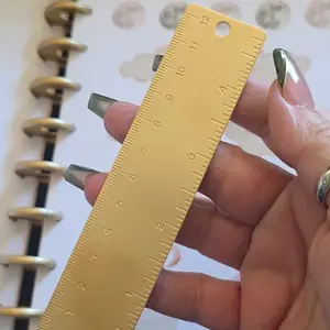 Dual Scale Brass Ruler for Edc Tools, Vintage Bookmark with Portable, Durable and Versatile Design, Ideal for Crafting and Measuring