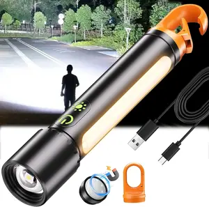 Rechargeable Led Flashlight High Lumens,30W Super Bright Flashlight,2000 Lumen Magnetic Flashlight with 9 Modes,Waterproof Strong Police Flash Light for Emergencies,Car,Camping,Hiking,Home,Outdoor