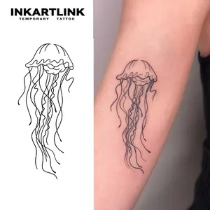INKARTLINK Tattoo Tech, 2 Sheets Medium Semi Permanent Tattoo, Adult Art Design Temporary Tattoos, Lasts 1-2 Weeks, Waterproof, Realistic Look, No Adhesive, No Reflection (Jellyfish)