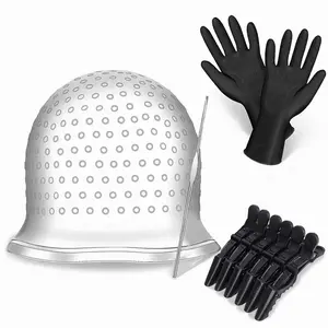 Silicone Hair Dyeing Cap with Gloves & Clips, 1 Set Heatless Hair Care & Styling Tool, Professional Salon Hair Dyeing Product Kit, Hair Styling Tools