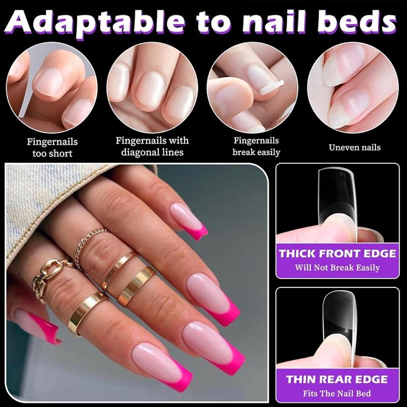600Pcs Medium Square Nail Tips Clear Fake Nails Square Gel Nail Tips Full Cover Artificial Nails Clear Press on Nails Medium False Nail American Capsule Fingernails for Gel Nail Extension, Salon Quality Nails, Handmade Acrylic Nails
