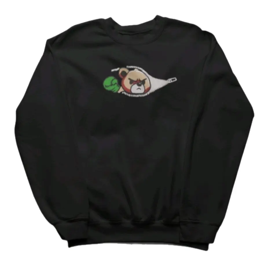 Boxing teddybear embroidery unisex swea Sweaters Comfort Casual