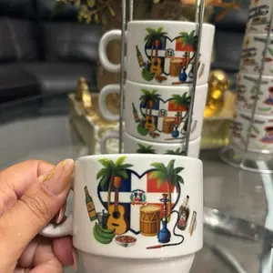 DR Mini Mug Set of 4 - Unique Design with Cultural Icons - Perfect for Your Collection