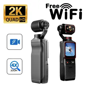 Vlogging Camera, Portable 2.5K Ultra HD Video Recorder with 180° Rotating Lens & 4X Zoom, IR Night Vision, Ideal for Cycling, Sports and Daily Photography