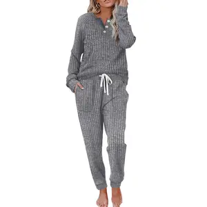 WIHOLL Two Piece Outfits for Women Lounge Sets Button Down Sweatshirt Sweatpants Sweatsuits Set with Pockets XX-Large Long Sleeve 1-dark Grey