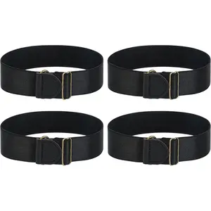 4Pcs Black Elastic Adjustable Arm Band, Unisex Stretchy Sleeve Garters Anti-Slip Shirt Long Sleeve Holders Armband Hold up Costume for Men(Black)