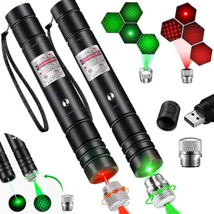 Outdoor Laser Flashlights &, USB Rechargeable Tactical Torch Super Bright Flashlight with Star Cap, Adjustable, TV LED LCD Screen, Camping Hiking