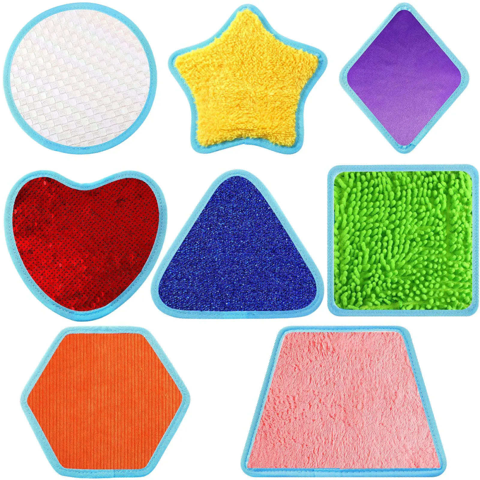 Set of 8 Textured Sensory Pads, Multi-Shape Material Stress Relief Massage Tools, Perfect Relaxing Gift for Birthdays & Parties