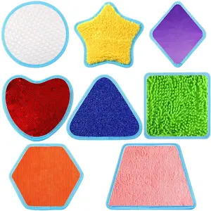 Set of 8 Textured Sensory Pads, Multi-Shape Material Stress Relief Massage Tools, Perfect Relaxing Gift for Birthdays & Parties