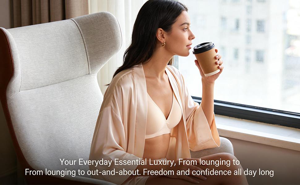 FS-2/4PCS Jelly Wireless Push-Up Bralette – Seamless Deep V, T-Shirt Style, Ultra-Soft, Wire-Free, Adjustable Straps, Breathable Comfort, Everyday, Home, Travel, Gym, Sleep, Layering