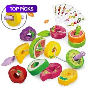 Fruit & Vegetable Design String Game Toy (1 Box), Early Education Toy for Kids, Shape & Color Recognition Toy, Educational Shape Sorter Toy Set #TOP PICKS
