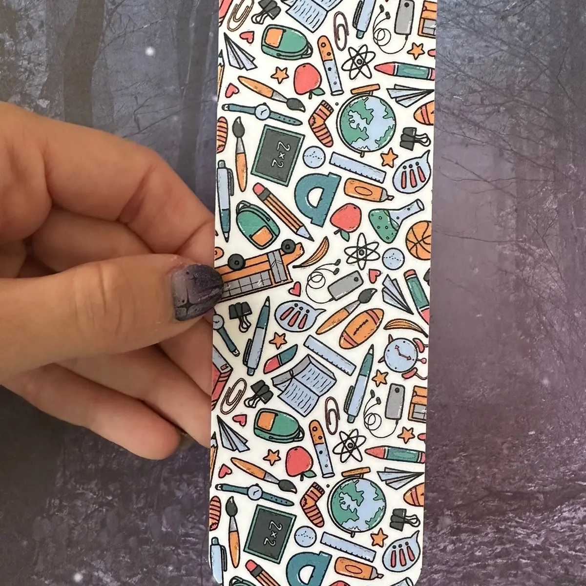 Teacher school themed laminated bookmark