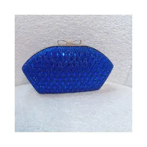 Eve’s Apparel & Accessories Royal Blue Crystal Clutch Handbag – Women’s Evening & Formal Statement Purse