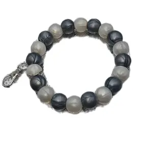 Large 20 silicone bead customizable wristlet with keychain. Add on options available in the variants