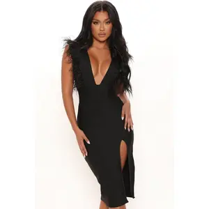 Dinner In Milan Bandage Midi Dress - Black