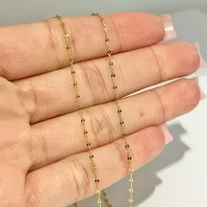 14k Gold Necklace- Dainty Mirror link