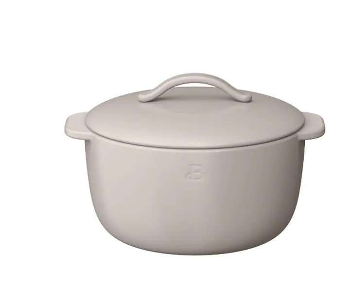 Beautiful 1 QT Stoneware Covered Casserole Dish, Porcini Taupe by Drew Barrymore