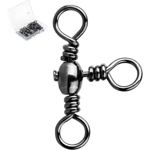 Three-Way Swivels Fishing Tackle - Pack of 25 Three-Way Swivels Black T-Shaped Swivels High-Strength Connectors, Suitable for Catfish Fishing Rigs: Sports & Outdoors