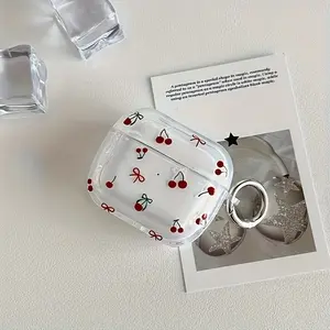 Cute Cherry Bow Design Case Suitable for Apple Headphones, Providing Drop Protection And Scratch Resistance for Airpods Charging Case
