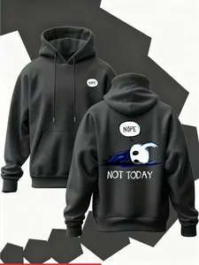 Men's Casual Fashion Hoodie Sweatshirts with Cartoon Knight Print, Fall Winter Sportswear, Drawstring Kangaroo Pocket, Loose Fit, All Seasons