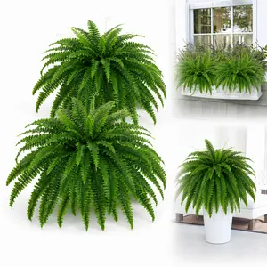 2 Pack Large Faux Fern Plants, 24 Inch Artificial Boston Ferns with 36 Fronds Each, Realistic Fake Greenery for Indoor Outdoor Home Decor, Office, Living Room and Porch