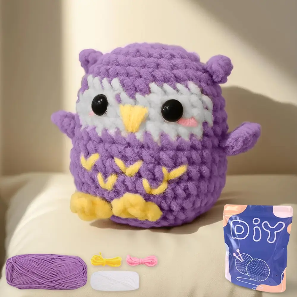 Crochet Set 1PC Halloween Purple Owl DIY Crochet Hook Set with Instruction Manual and Video Teaching(Accessories In Random Color)