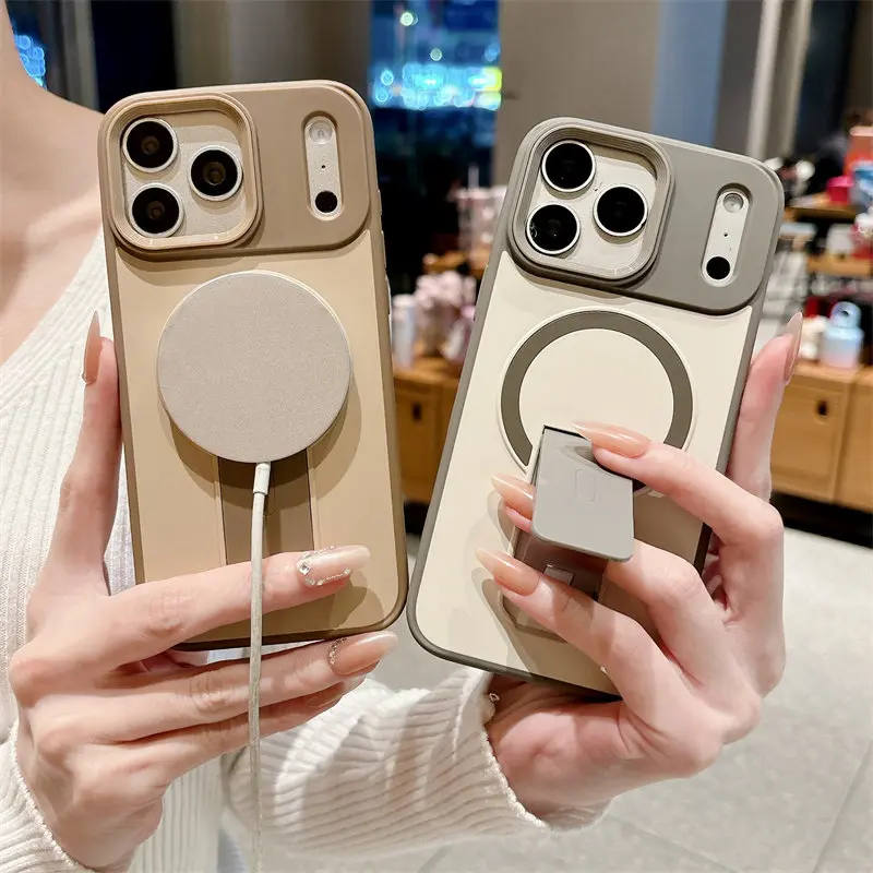 Magnetic Phone Case with Stand Compatible with MagSafe, Hidden Kickstand, Heavy Duty Shockproof Protective Cover with Camera Protection, Slim Fit for iPhone 17/16/15/14/13/12/11 Pro Max Plus Air 16E 17E