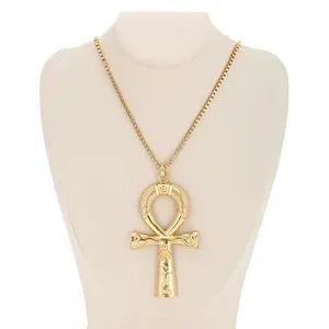 egyptian ankh necklace Ancient Egyptian Key Of Life Ankh Cross Pendant Necklace Punk Hiphop Long Chain Necklace Jewelry Accessor