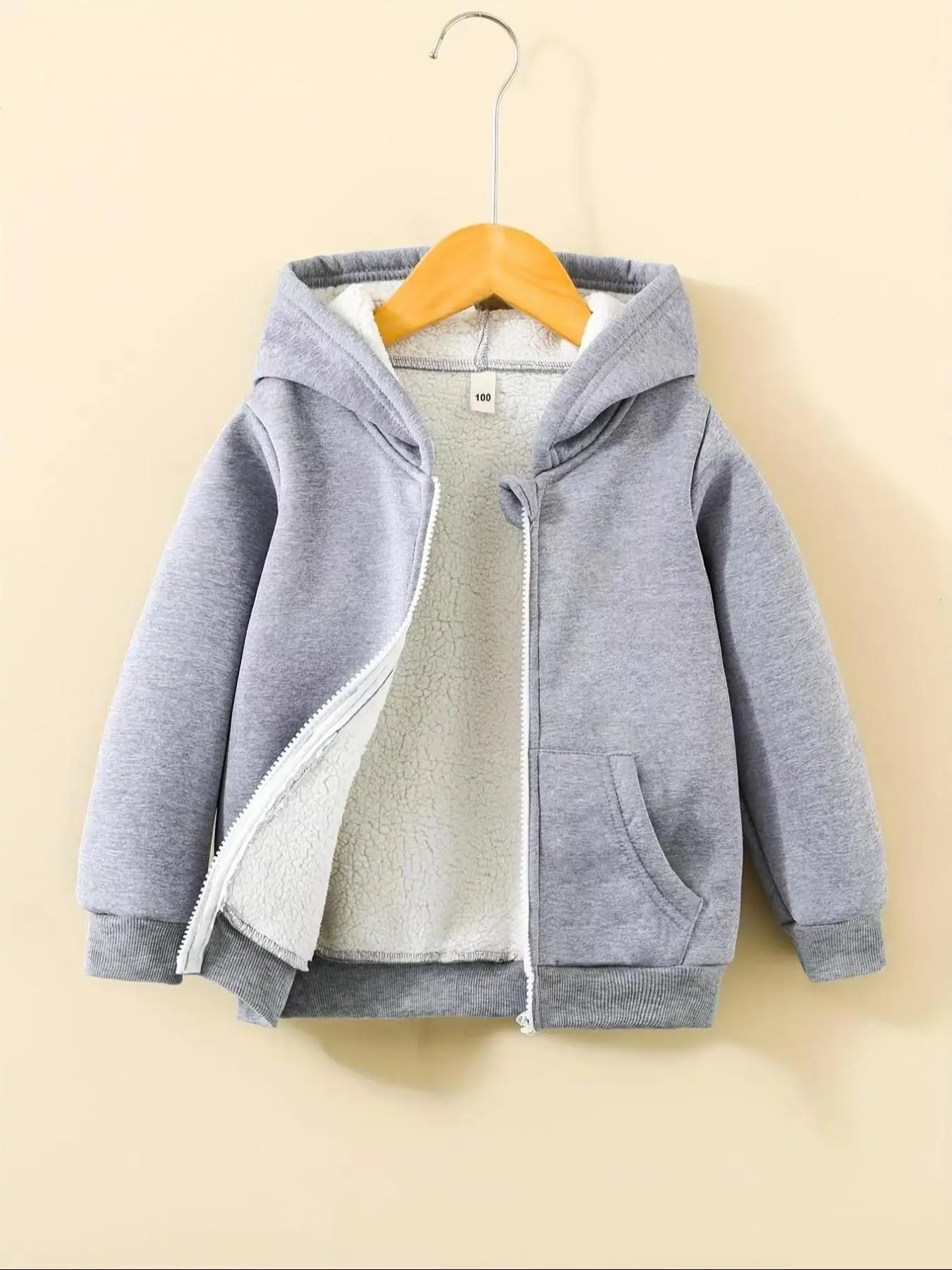 Boy's Solid Zip Up Hooded Jacket, Casual Long Sleeve Pocket Zipper Outerwear for Fall & Winter, Kids Clothes for Daily Wear